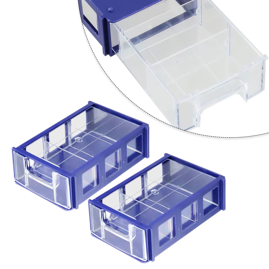 Stapelbare Kunststoff Hardware-Teile Lagerbox für Schrauben und Werkzeug Organizer in Transparent und Blau - Bild 2