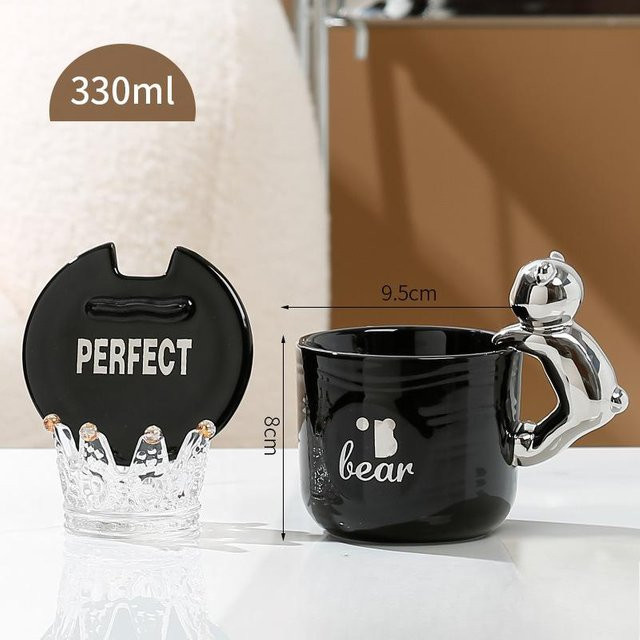 Kreative Bärenkeramiktasse von Yiran Furniture in Schwarz mit 330 ml - Bild 1
