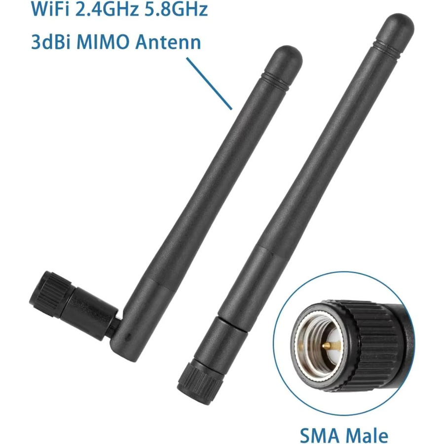 NOWEPOCH 2er-Set Dual Band WiFi Antennen 2,4 GHz und 5 GHz mit MIMO und SMA Stecker in Schwarz für WiFi Router und PCIe WLAN Karten - Bild 2