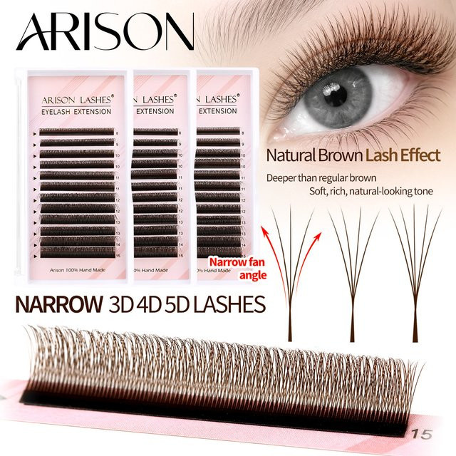 ARISON Wimpernverlängerungen, Dunkelbraun, Natürliche Volumen-Fächerwimpern - Bild 1