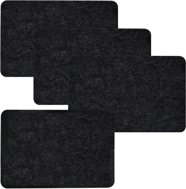 DuneDesign 4er Set Tischsets aus Filz in Anthrazit, rechteckig, B: 43 cm, T: 30 cm, H: 0,5 cm - Bild 1