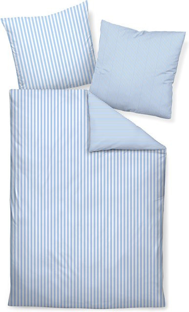 Bettwäsche MODERNCLASSIC Janine aus Mako-Satin in Blau mit 1 Kissen, B/H: 155 x 200 cm, Kissen: 80 x 80 cm - Bild 1