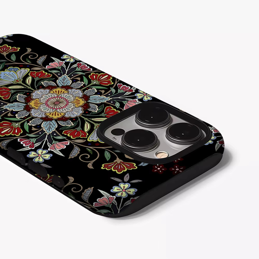 Potdemiel Handyhülle Vintage Floral Medallion für iPhone 17 16 15 14 13 12 11 Pro Max Plus in Multicolour mit Doppelschicht-Rückseite - Bild 3