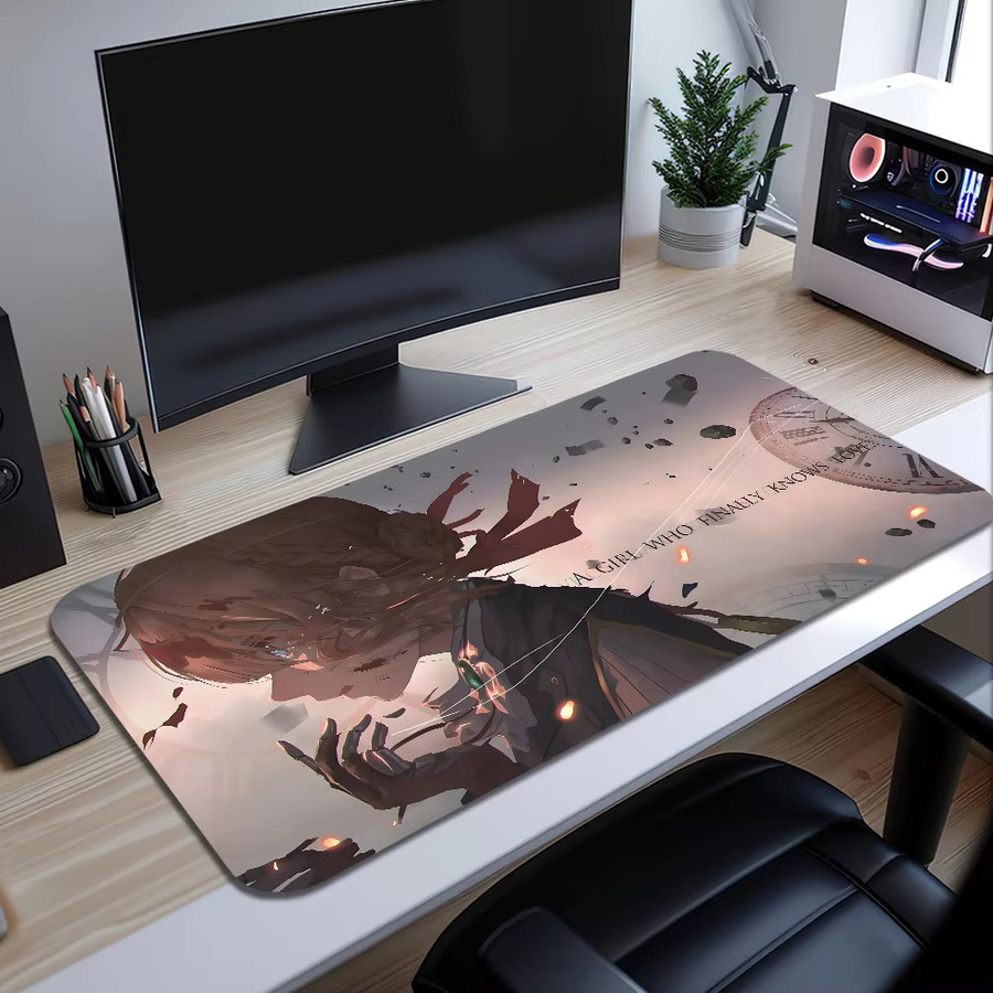 Ergonomisches Anime V-Violet Evergarden Mauspad und Schreibtischunterlage aus rutschfestem Gummi in Multicolour - Bild 2