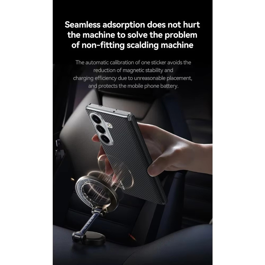 Samsung Galaxy Z Fold 7 Schutzhülle mit Carbonfaser-Muster in Braun, 6-teiliges Set mit Scharnier-Schutz, magnetisch und kabelloses Laden kompatibel - Bild 2
