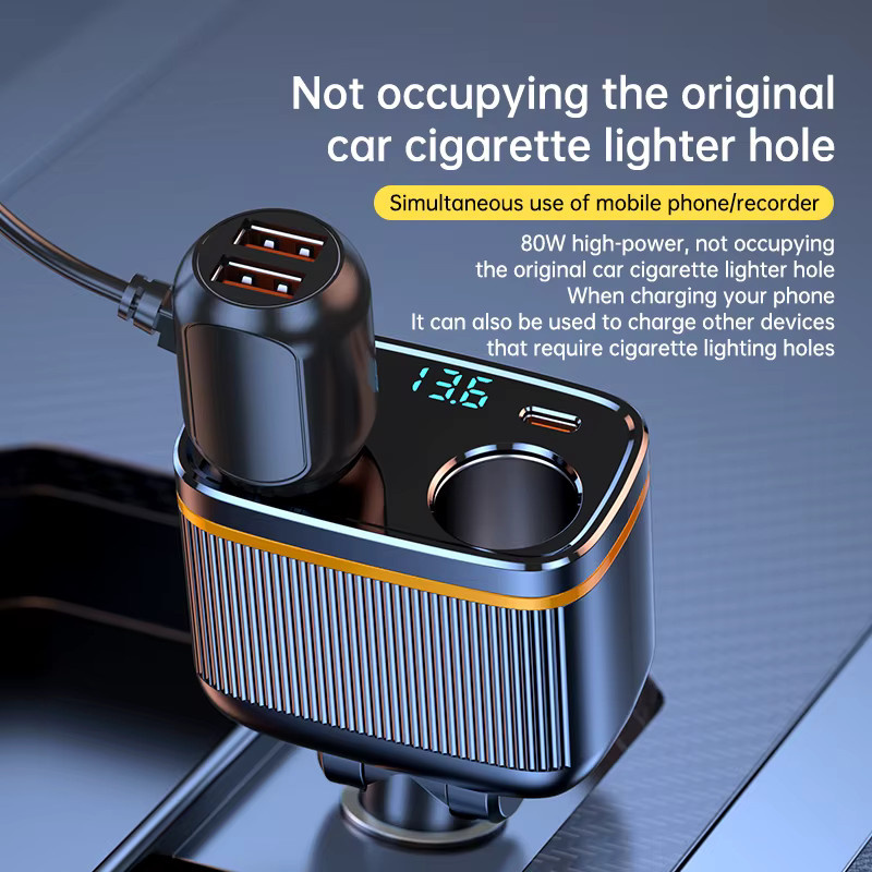 Korseed 6-in-1 Zigarettenanzünder-Splitter mit 145 W, USB-C Autoladegerät mit 4 Anschlüssen, PD30W und Spannungsanzeige - Bild 4