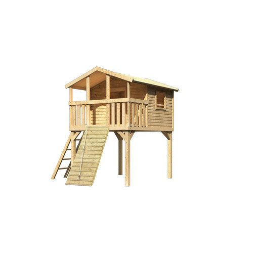 Karibu Stelzenhaus Benjamin Holzrampe Naturbelassen, B/H/T: 198 x 309 x 244 cm, Natur-Braun - Bild 3