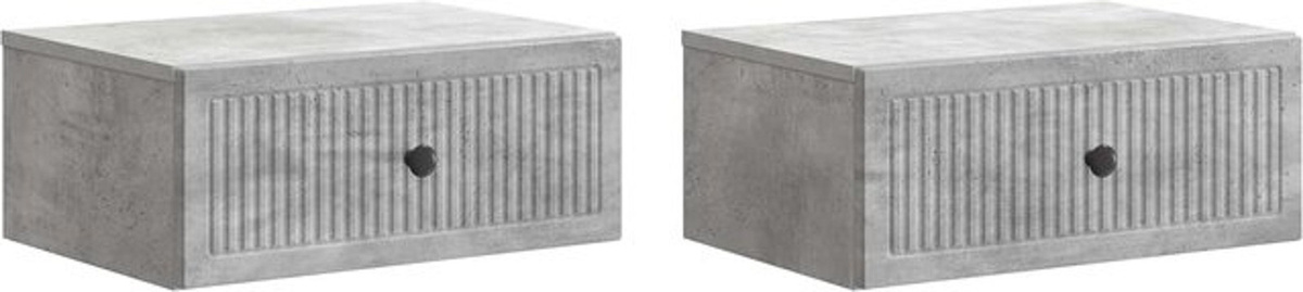 Set aus 2 Nachttischen von vidaXL in Betongrau im Industrial Design aus Holzwerkstoff und Metall, B/T/H: 49 x 34,5 x 20 cm - Bild 1
