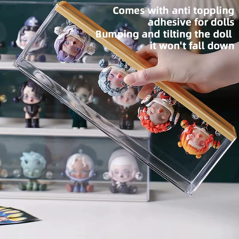 Untior Spielzeug-Aufbewahrungsständer aus Acryl, Staubdichte transparente Vitrine für Puppen, Farbe: Transparent/Weiß - Bild 2