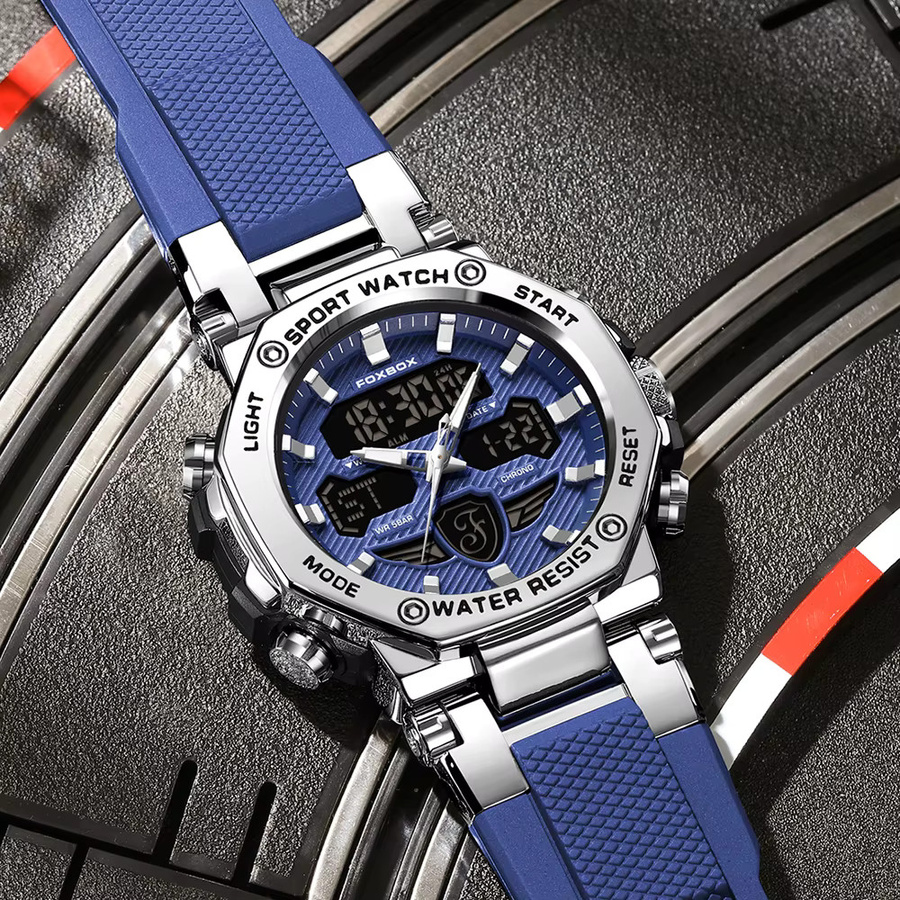 Lige Armbanduhr, Digitaluhr, Quarz, Blau, Silikon, Herren - Bild 2