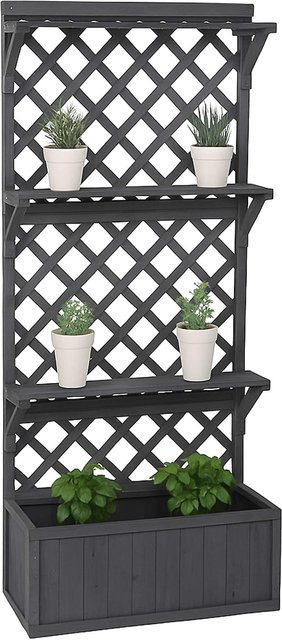 Hochbeet MCW P69 aus Holz mit Rankgitter und Spalier in Anthrazit-Grau, B/T/H: 177 x 77 x 33 cm - Bild 1