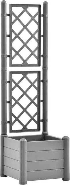 Furnicato Pflanzkübel mit Spalier aus Polypropylen in Steingrau, B/T/H: 43 x 43 x 142 cm - Bild 1