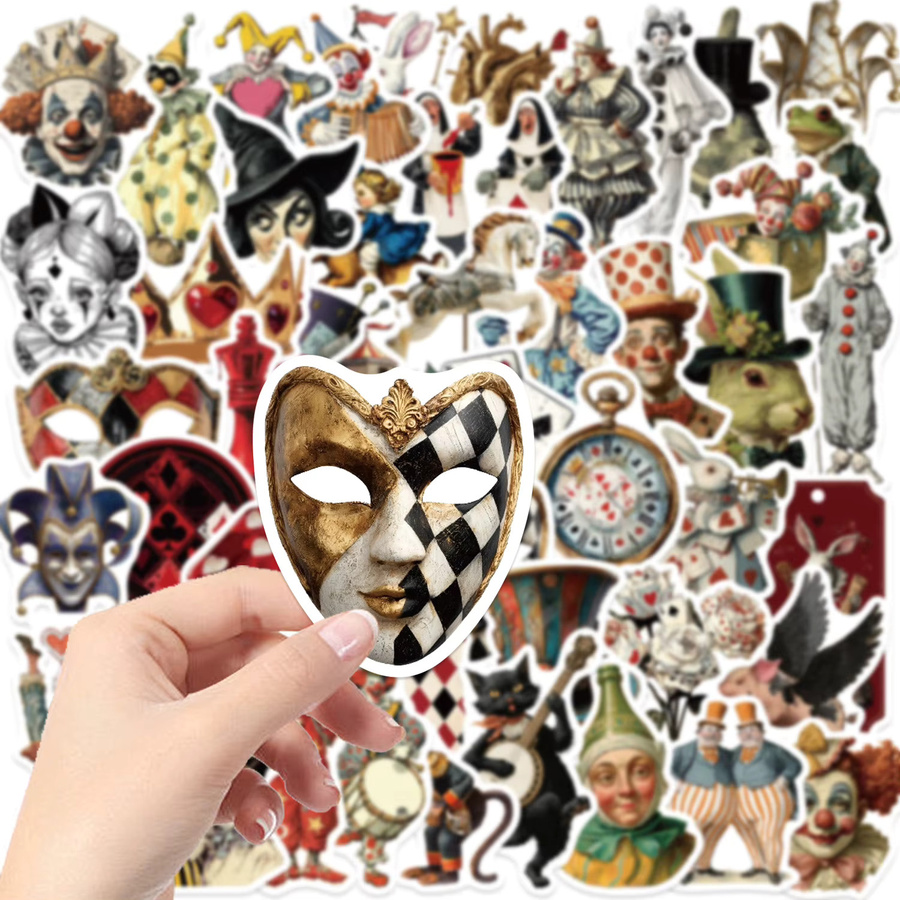 50 Stück Zirkus-Aufkleber mit Clown-Motiven in Multicolour für Laptop, Gepäck und DIY-Projekte - Bild 3
