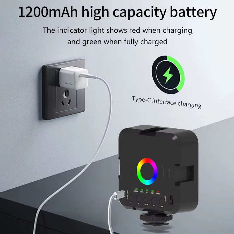 AILEHKUO CRI95+ RGB LED Videoleuchte Schwarz mit 2500K-9000K Farbtemperatur, 800LUX und USB-C Anschluss für DSLR-Kameras - Bild 3
