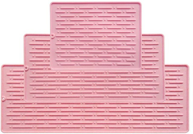 DHDH Rutschfeste Silikonmatte als hitzebeständiger Topfuntersetzer und Abtropfmatte, rosa, Breite: 40 cm, Tiefe: 14,5 cm - Bild 1