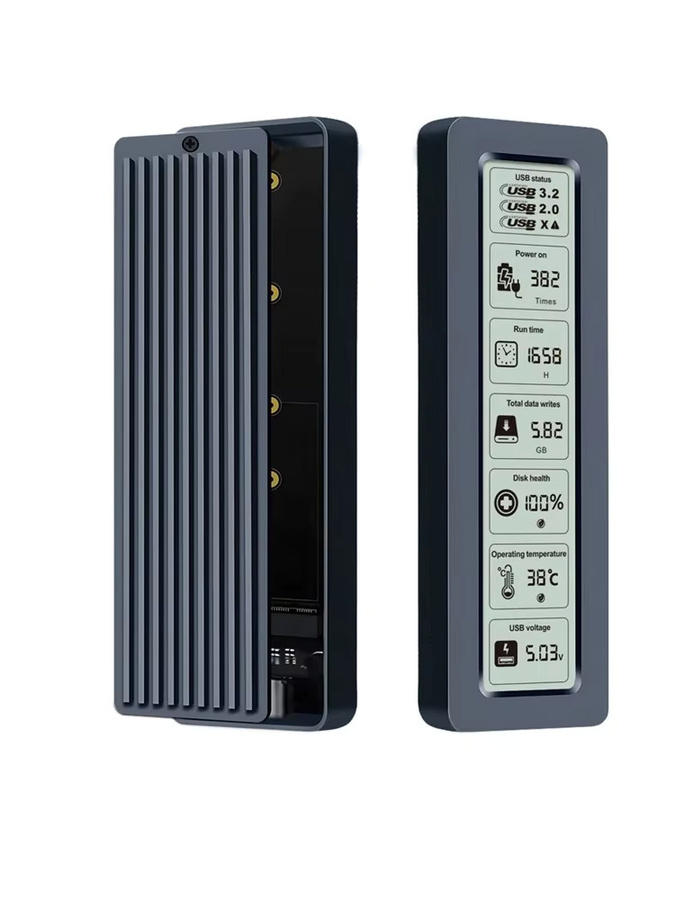 KEBIDU M.2 NVMe SATA SSD-Gehäuse mit visuellem Smart-Display, USB 3.2 Gen 2 10Gbps, Aluminium-Design inklusive USB-C-Adapter - Bild 7