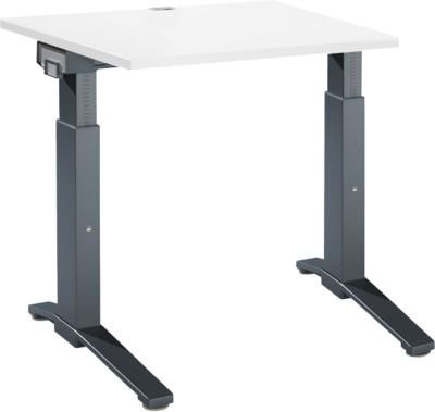 Schäfer Shop Genius Schreibtisch ERGOSTYLE S, manuell höhenverstellbar, quadratisch, weiß/anthrazit, B: 80 cm, T: 80 cm, H: 67,5-89,5 cm - Bild 1