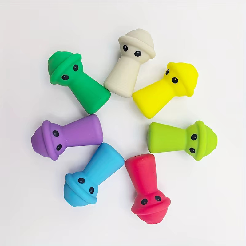 TWBEB Ergonomischer Silikon-Stifthalter in Mehrfarbig und Beige als Anti-Biss-Bleistiftaufsatz für Kinder, 7 Stück - Bild 2