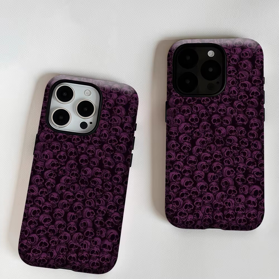 Potdemiel Handyhülle mit Violettem Totenkopf-Schleier Design für iPhone 17 16 15 14 13 Pro Max Plus, robuste doppelschichtige Magnet-Schutzhülle in Violett - Bild 6