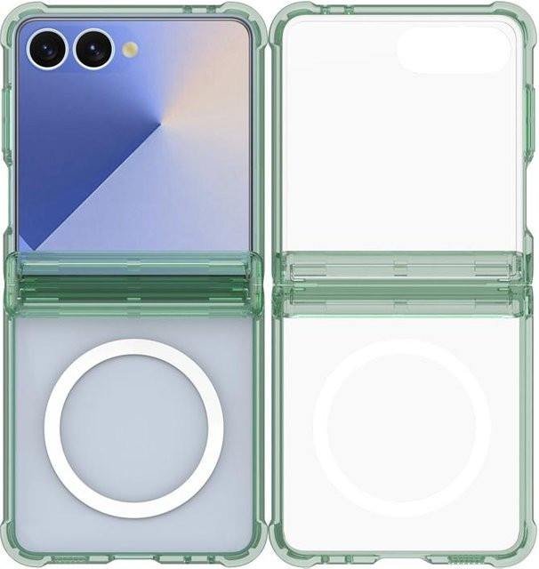 Magnetische transparente Handyhülle mit Ringhalter für Samsung Galaxy Z Flip 7 6 5 5G inklusive Scharnier- und Bildschirm-Schutzfolie - Bild 1