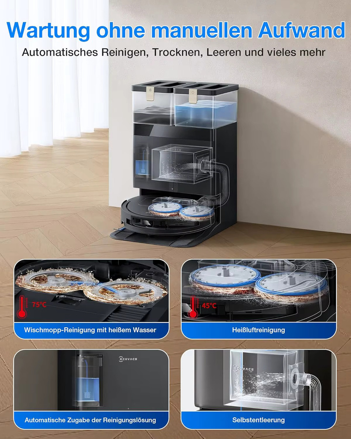 ECOVACS DEEBOT T50 PRO Omni Gen3 Roboterstaubsauger mit Wischfunktion, 25.000 Pa, AIVI 3D 3.0, Schwarz - Bild 3