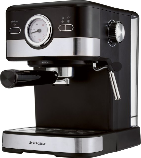 SILVERCREST KITCHEN TOOLS Espressomaschine SEM 1100 C5 mit Siebträgersystem, Schwarz, mit Dampflanze und Heißwasserfunktion - Bild 1