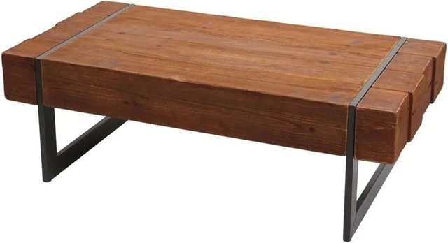 MCW Couchtisch A15a aus massivem Tannenholz in Braun, rustikaler Wohnzimmertisch, B/T/H: 120 x 40 x 60 cm - Bild 2