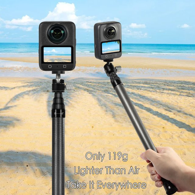 FEICHAO Ausziehbarer Carbonfaser Monopod Selfie-Stick für DJI Osmo Action Pocket und Insta360 in Schwarz - Bild 1
