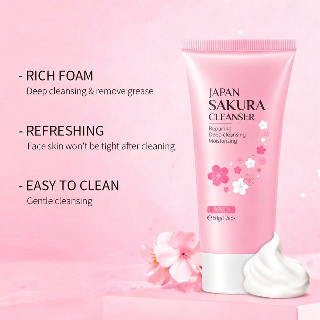 LAIKOU Sakura Schaumcreme Reinigung, 50g, Unisex - Bild 1