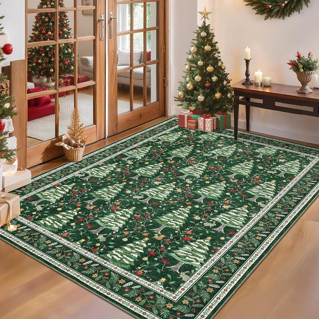 VIKAMA Weihnachtsmann Teppich in Grün, rutschfest, B/T: 60 x 40 cm - Bild 1
