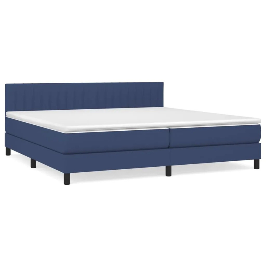 vidaXL Boxspringbett mit Matratze in Blau aus Stoff, Hybrid-Modell mit Taschenfederkern, B/T: 200 x 200 cm - Bild 2