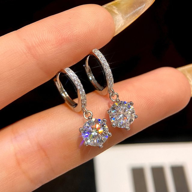 Brilliant Creolen, 925 Silber, Moissanit-Diamant, Damen - Bild 1