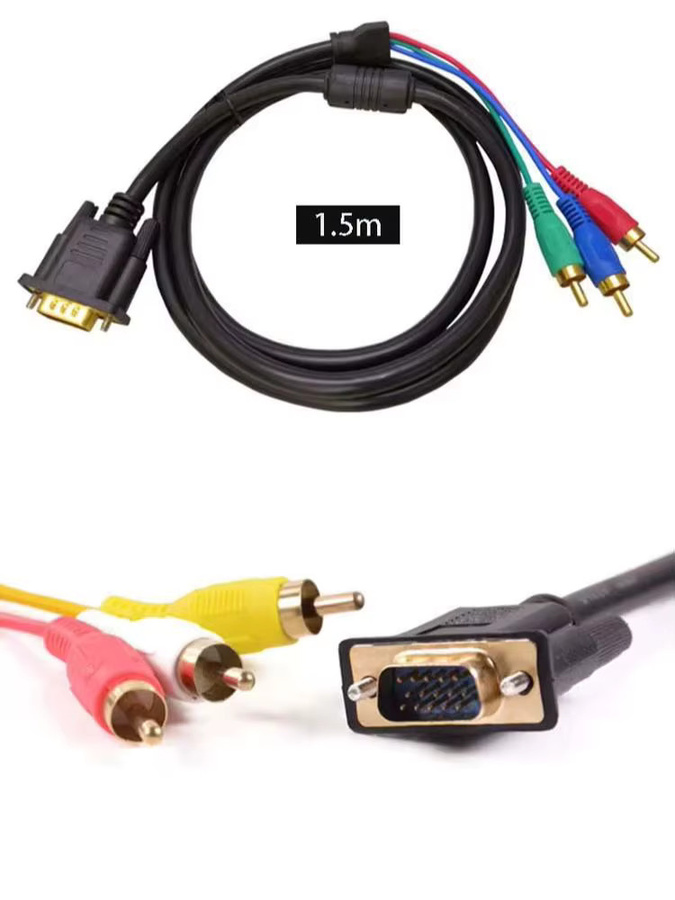 OULLX VGA-zu-3RCA-Konverterkabel in Gold, 1,5 m Länge mit magnetischem Ring für TV, Computer und PC - Bild 4