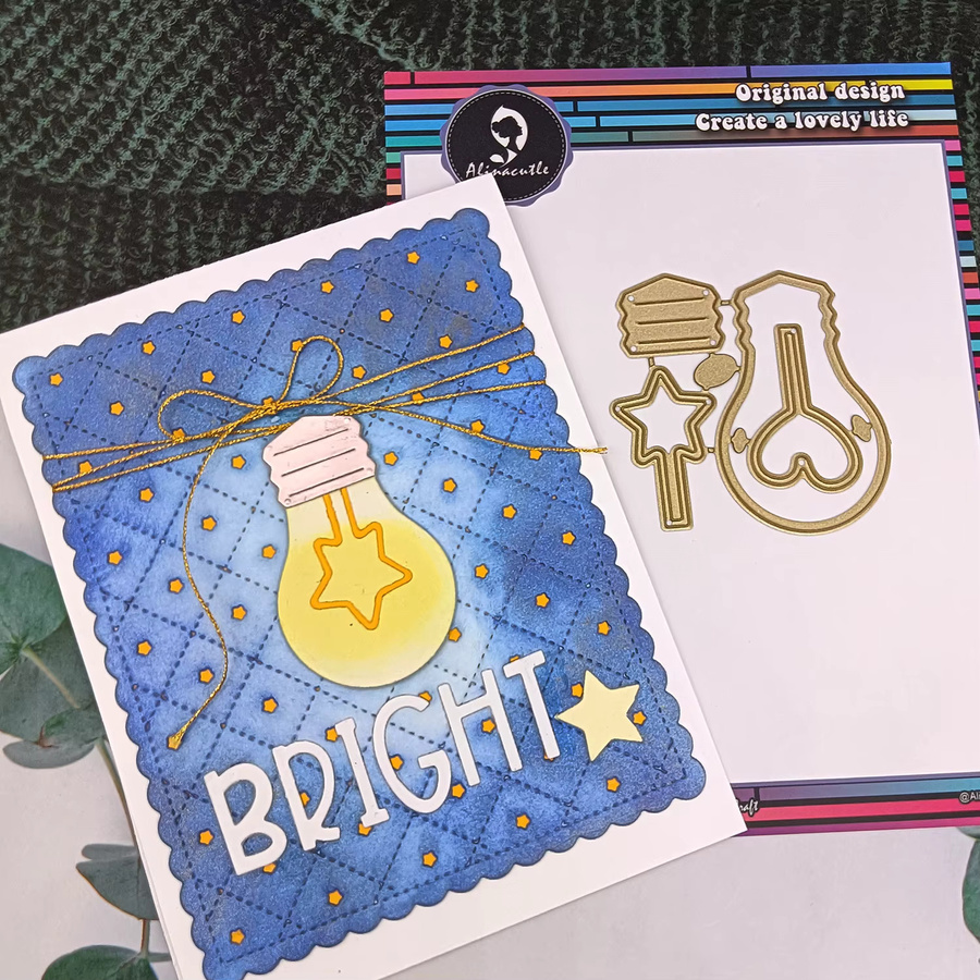 Alinacutle Metall-Stanzform Helle Glühbirne in Gold für Scrapbooking und DIY-Grußkarten - Bild 3
