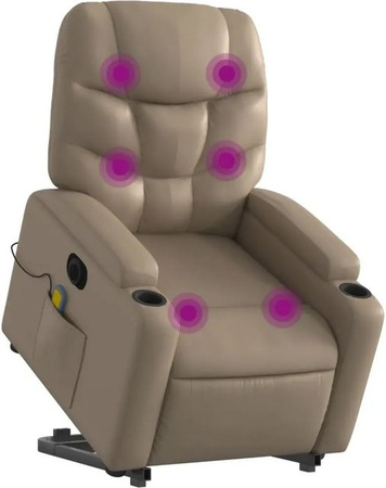 vidaXL Massagesessel mit elektrischer Aufstehhilfe in Cappuccino aus Kunstleder Modell 8