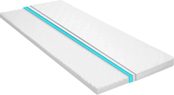 vidaXL Matratzenauflage aus Kaltschaum mit Ei-Profil in Weiß, Höhe: 6 cm, Breite: 100 cm, Länge: 200 cm