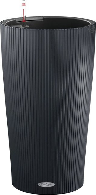 Lechuza Pflanzgefäß Cilindro Color in Schiefergrau mit Linienstruktur, Durchmesser: 23 cm, Höhe: 41 cm - Bild 1