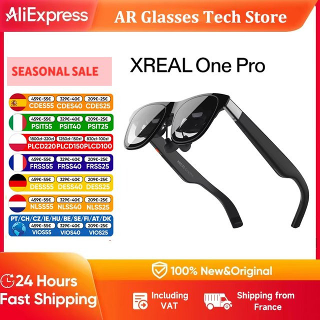 XREAL One Pro AR Smart Brille in Schwarz mit HD-Display und 3DoF für iPhone, Mac und PS5 - Bild 1