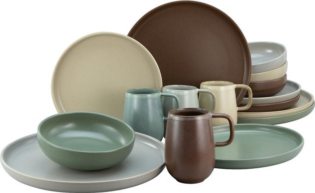 CreaTable Kombiservice Serie Uno Natural, 16-teiliges Geschirrset aus Keramik in Mehrfarben - Bild 1