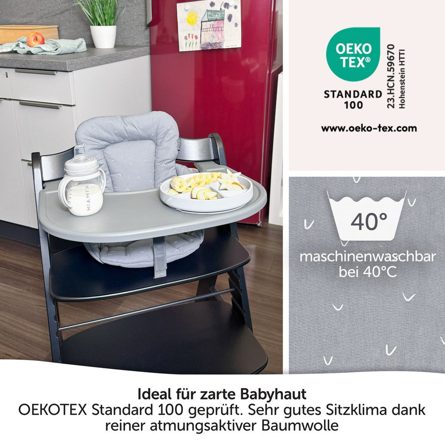 LaLoona Sitzverkleinerer Curves für Hauck Alpha Hochstuhl, Grau, Textil aus Baumwolle - Bild 4