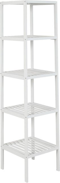Axentia Bambusregal in Weiß mit 5 Ablagen, moderner Stil, B/H/T: 36 x 145 x 36 cm - Bild 1