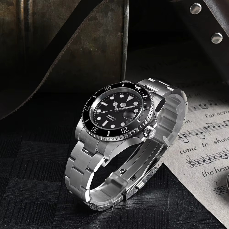 San Martin Automatik-Taucheruhr, Edelstahl, Keramiklünette, Saphirglas, 20 ATM, Unisex - Bild 3