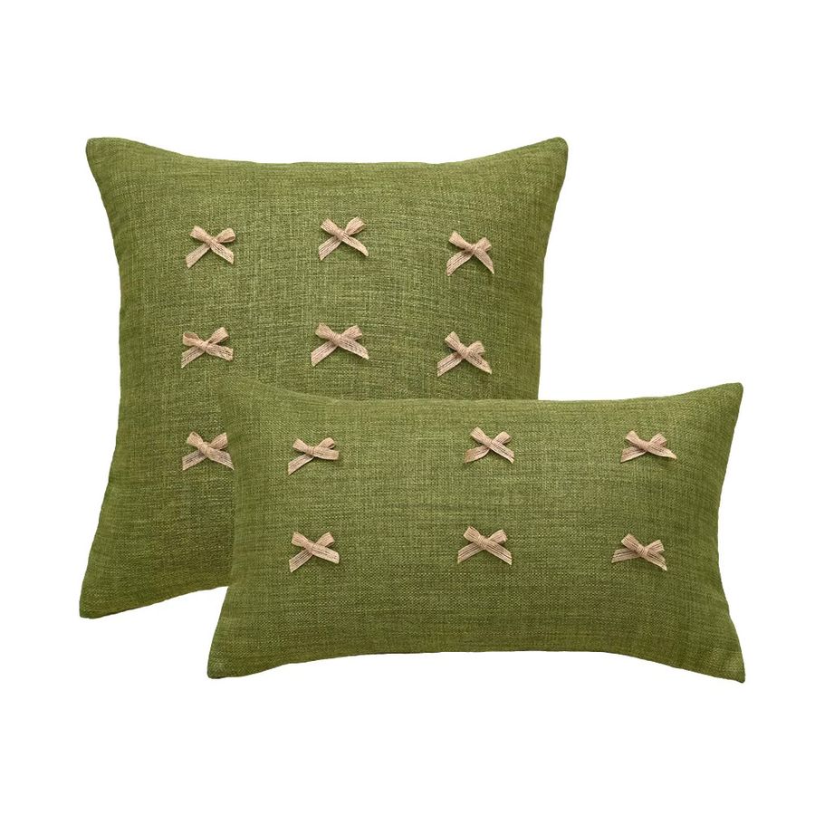 BUYNOW Retro Kissenbezug mit Schleife in Beige für Wohnzimmer und Schlafzimmer - Bild 3