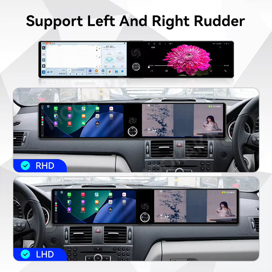 Aotsr Android Multimedia Player mit Dual Bildschirm und CarPlay für Mercedes Benz C W204 2007-2010 in Schwarz mit GPS und Navi - Bild 2