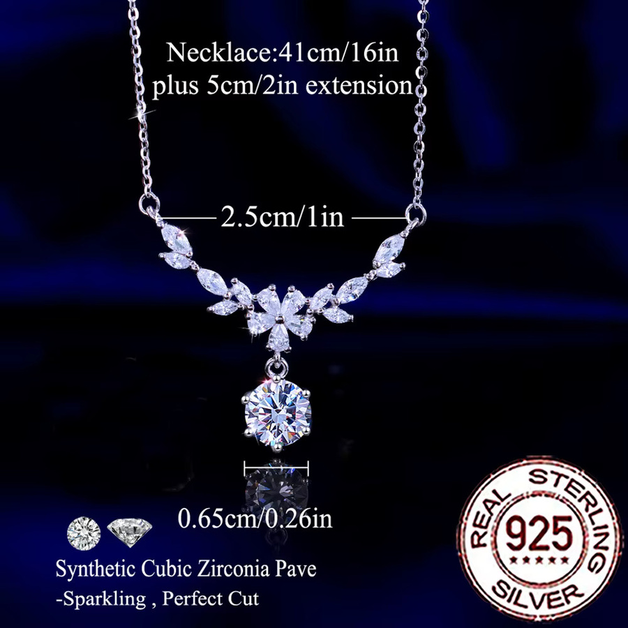 CWWZircons Halskette mit Anhänger, 925 Silber, Zirkonia, Damen - Bild 3