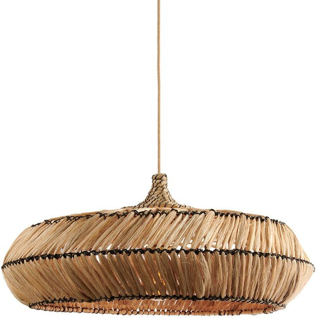 Good&Mojo Rinjani M Pendelleuchte aus Abaca und Rattan in Beige - Bild 1