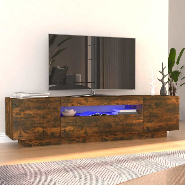 Vidaxl TV-Schrank mit LED-Beleuchtung in Räuchereiche, Farbe: Braun, B/T/H: 160 x 35 x 40 cm - Bild 1