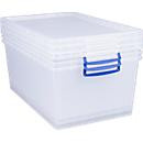 Really Useful Boxes Aufbewahrungsboxen mit Deckel und Griffen, transparent, 62 l, 3 Stück - Bild 1