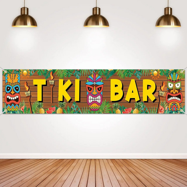 VIKAMA Hawaiian Party Hintergrund Wand Dekoration mit floralem Design in Multicolour, B: 200 cm, H: 40 cm - Bild 1
