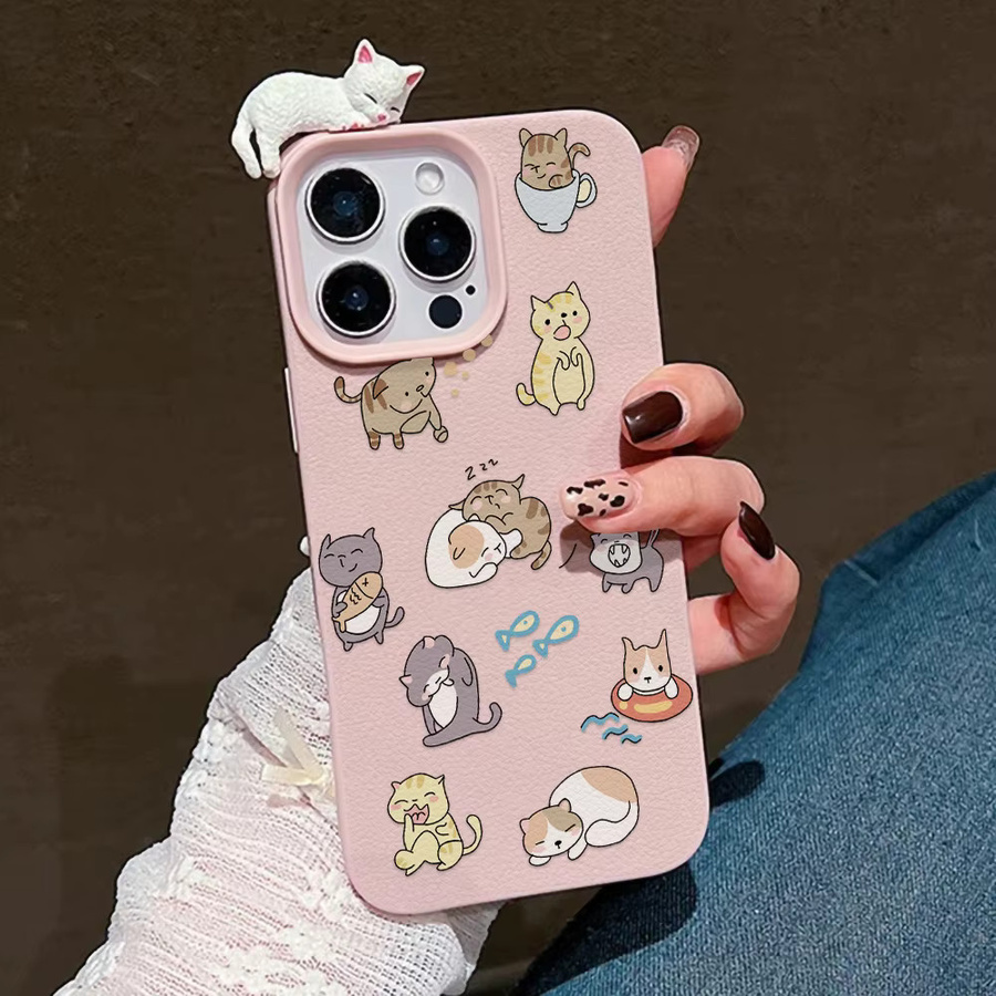 3D Cartoon Katzen Schutzhülle für Apple iPhone Modelle 11 bis 17 Pro Max und Plus - Bild 2